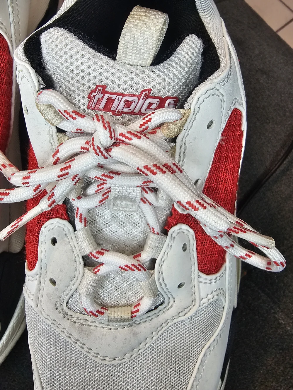 Balenciaga Triple S White Red Black Chunky Sneakers
